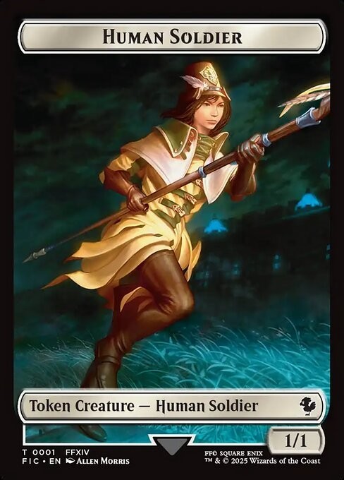 (x4) Hero – Human Soldier 0009 0001 Set Double Sided Token Final Fantasy MTG NM