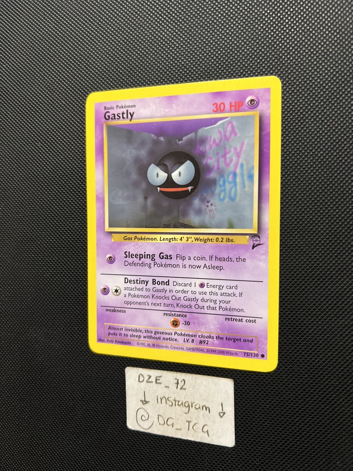 Pokemon WOTC Base Set 2 – Gastly – 75/130 – Common – NM/VLP