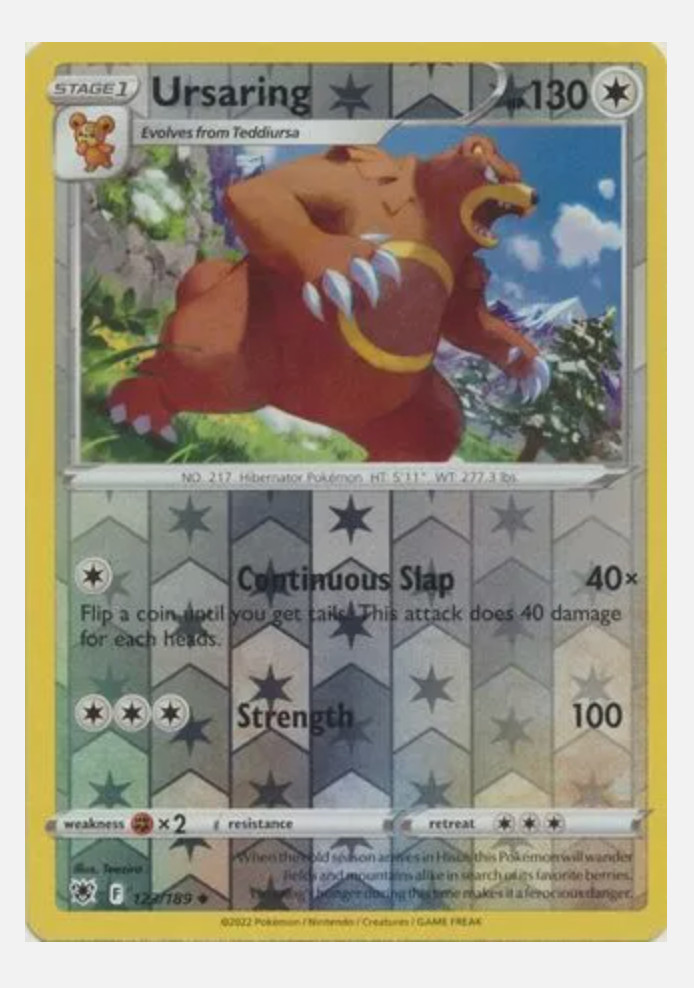 Pokemon – Ursaring – 123/189 – Reverse Holo – Astral Radiance – NM/M – NEW