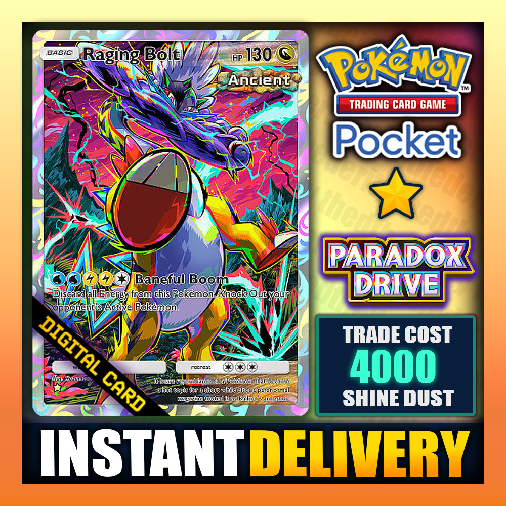 Pokemon TCG Pocket – Raging Bolt – Full Art ⭐ Paradox Drive – English – Fast ✅