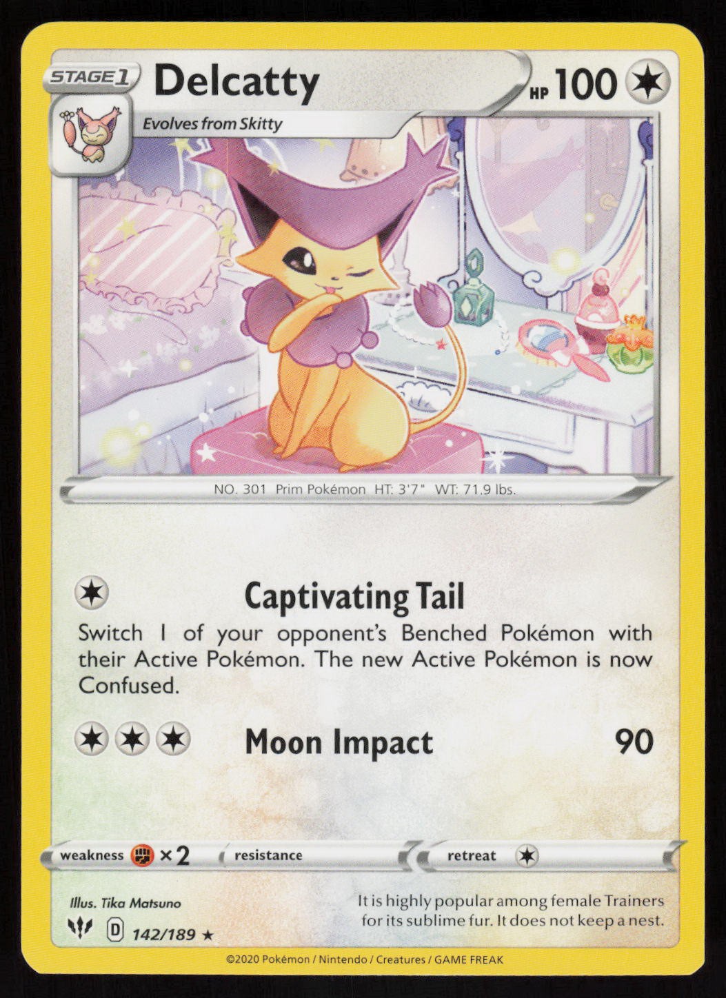 Delcatty Rare SWSH03: Darkness Ablaze 142/189 NM