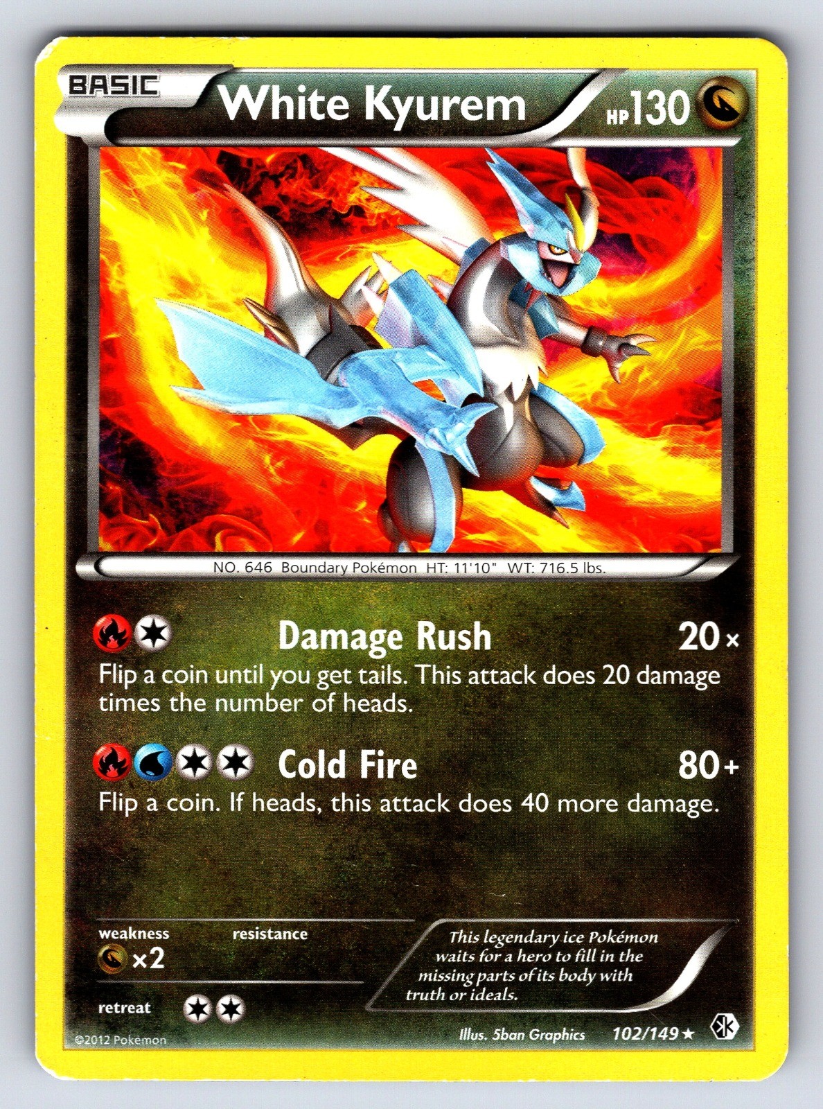 White Kyurem 102/149 Boundaries Crossed Rare Pokemon TCG 5ban Graphics HP