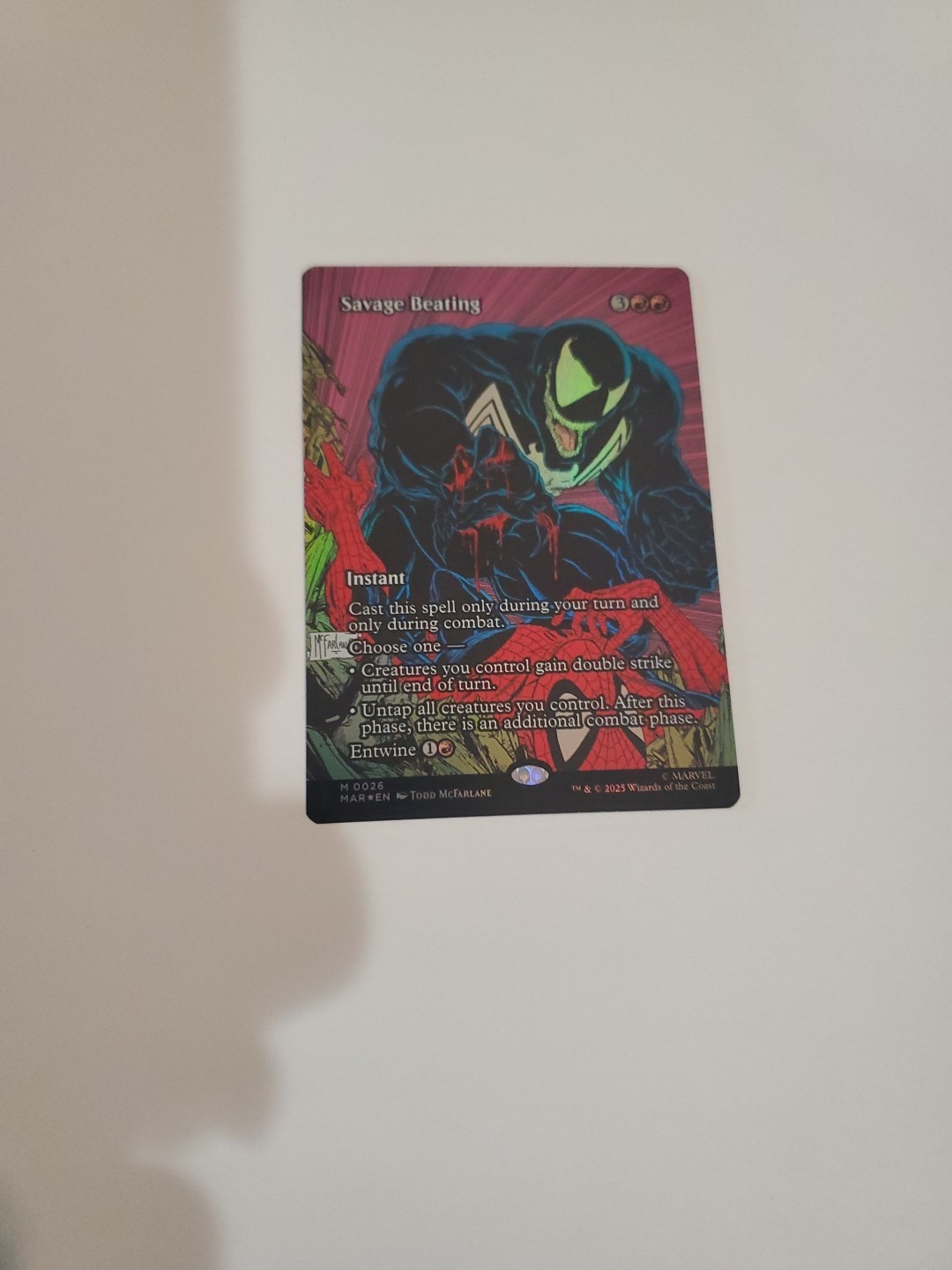 Savage Beating – 0026 – M – Borderless – Foil – Marvel’s Spider-Man – MTG – NM/M