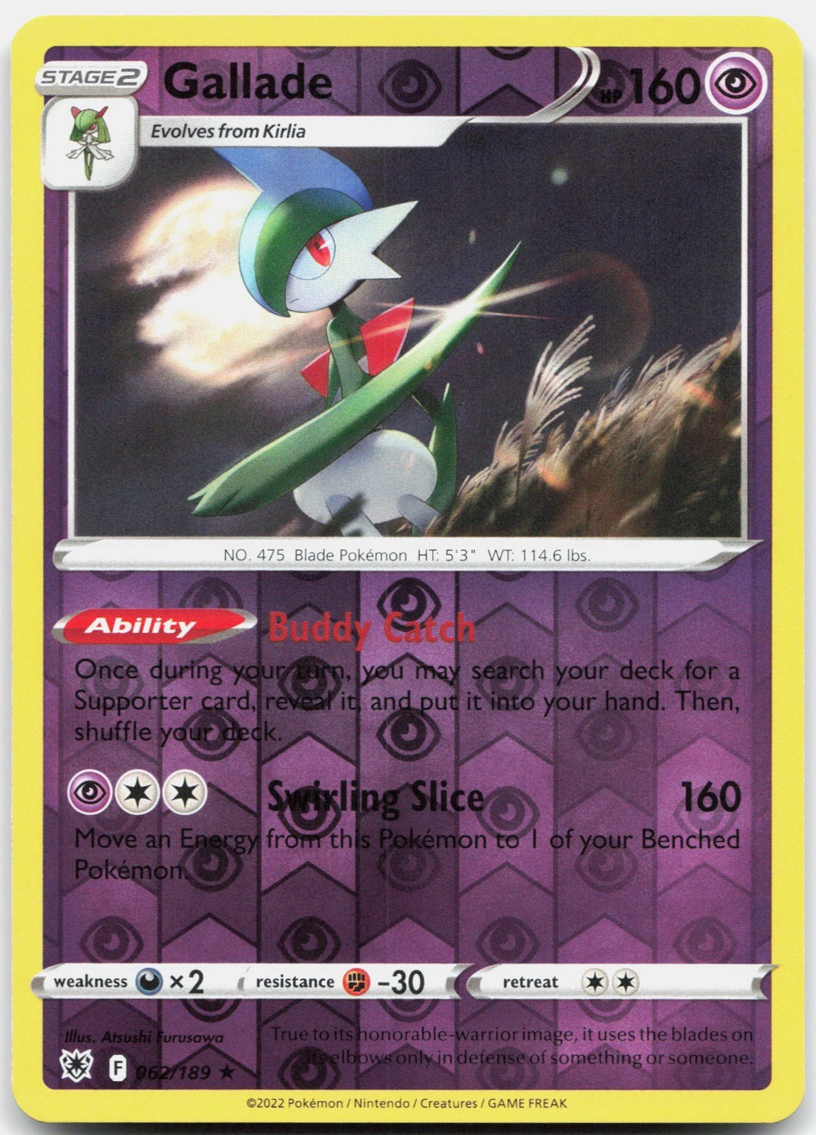 Gallade Reverse Holo SWSH10: Astral Radiance 062/189 NM Daisuke Ito