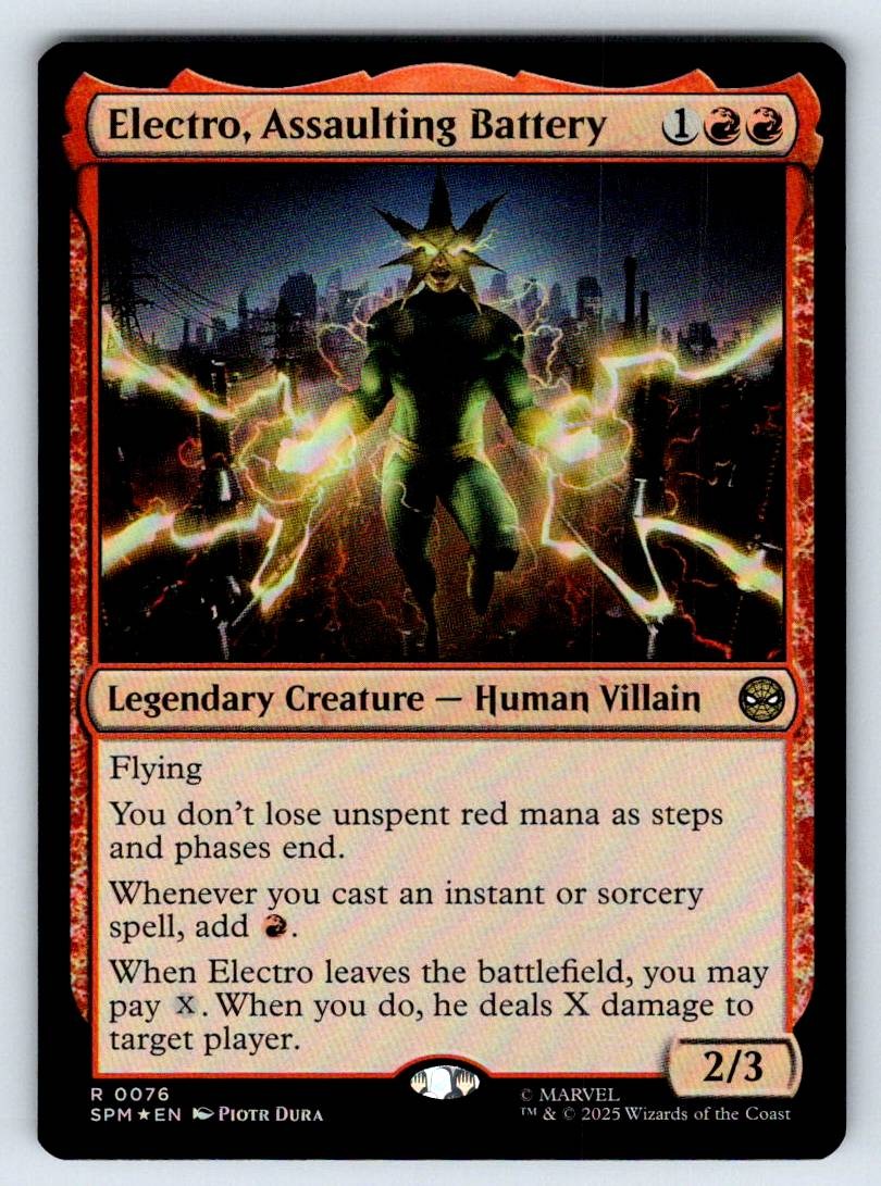 Electro, Assaulting Battery Marvel’s Spider-Man SPM 76 Foil NM Piotr Dura