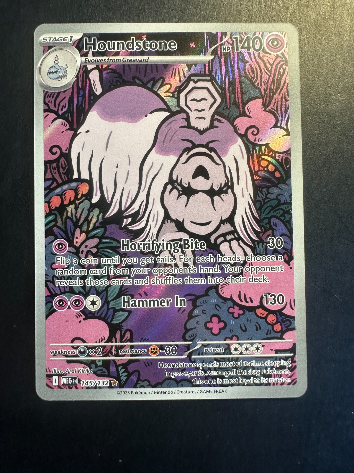 2024 Pokemon MEG Mega Evolutions Houndstone 145 /132 Illustration Rare Full Art