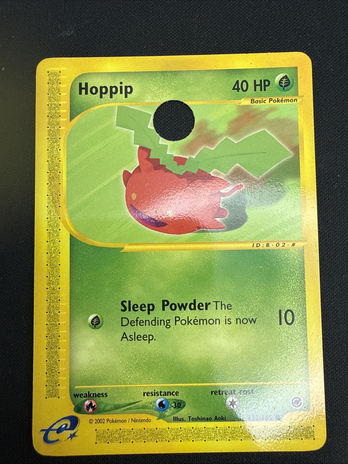 2002 POKEMON HOPPIP e-READER DEMO-GLOSSY BK. EXPEDITION #112 *HOLE-PUNCHED