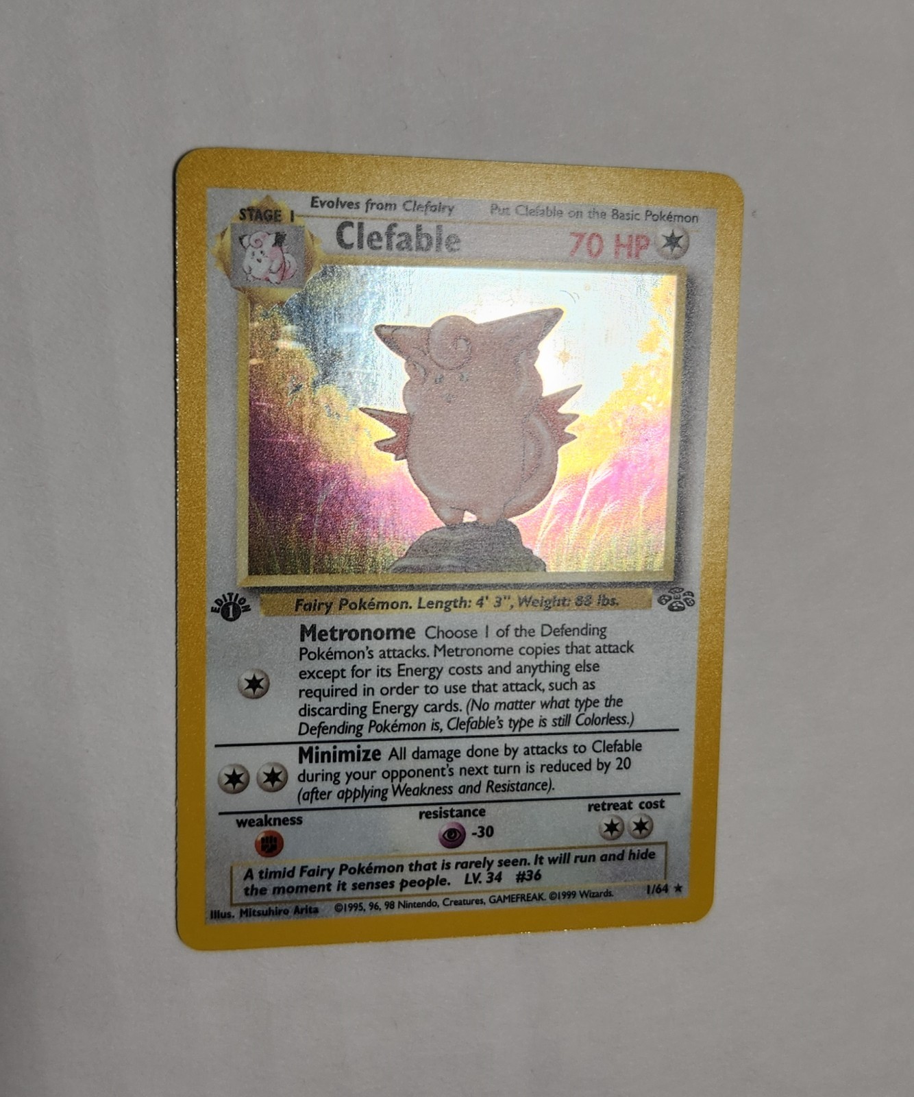 Pokemon TCG – Clefable – 1st Edition Holo – Lightly Played – 01/64 Jungle Set