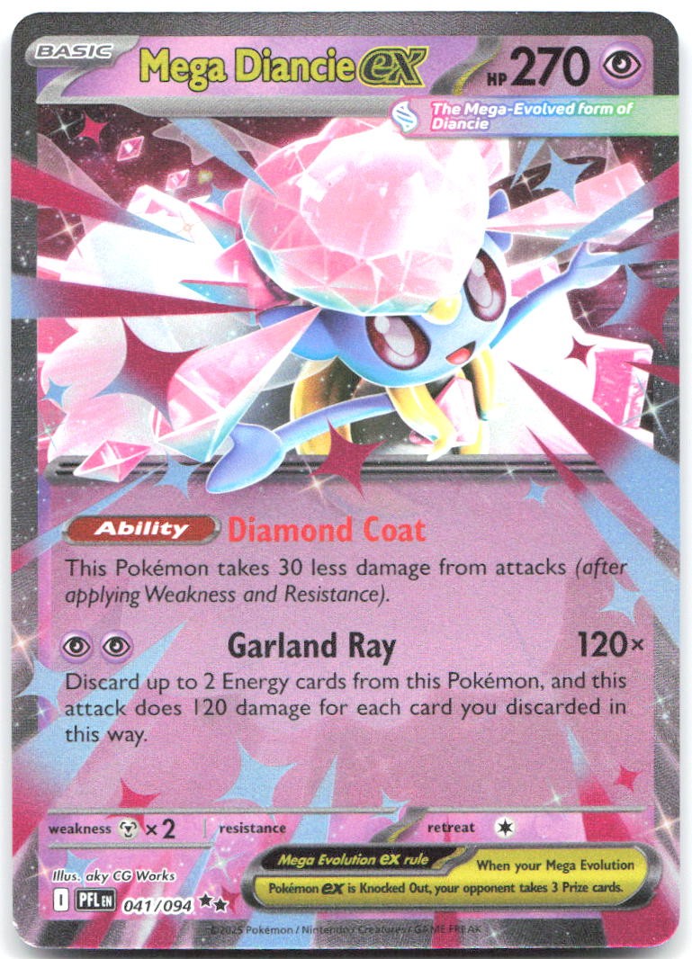 Mega Diancie ex Holo Double Rare ME02: Phantasmal Flames 041/094 NM aky CG Works