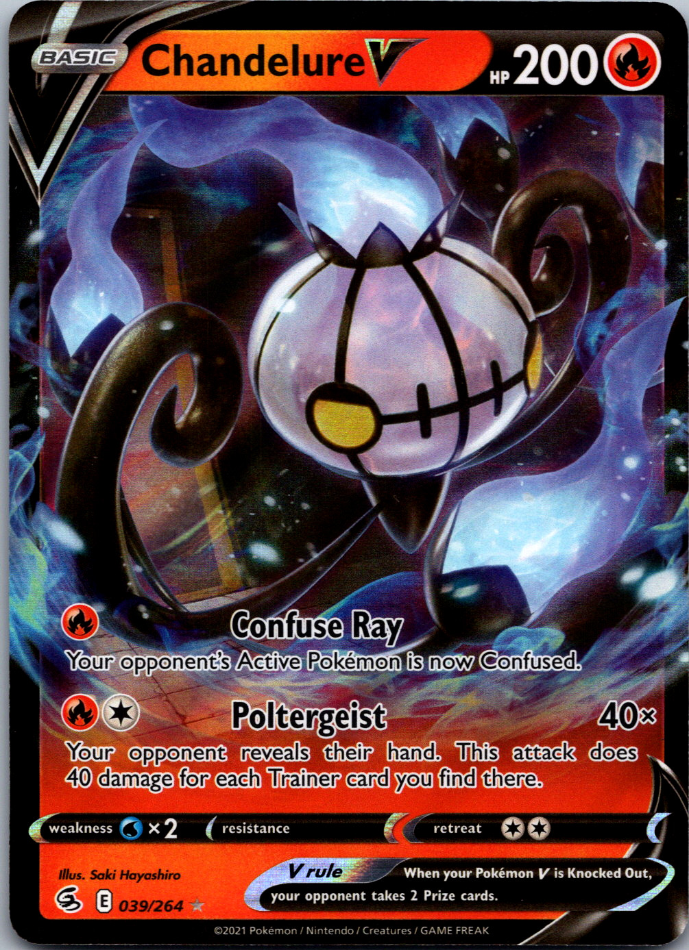 Chandelure V #039/264 Holo SWSH08: Fusion Strike Saki Hayashiro NM