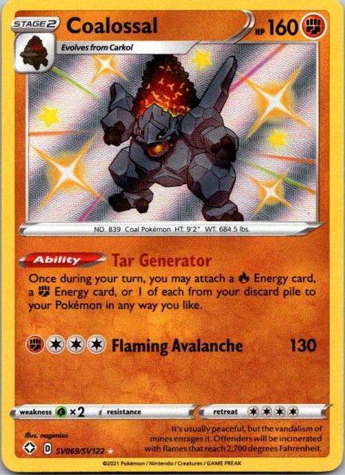 Coalossal Shiny Holo Rare Shining Fates: Shiny Vault SV069/SV122 NM
