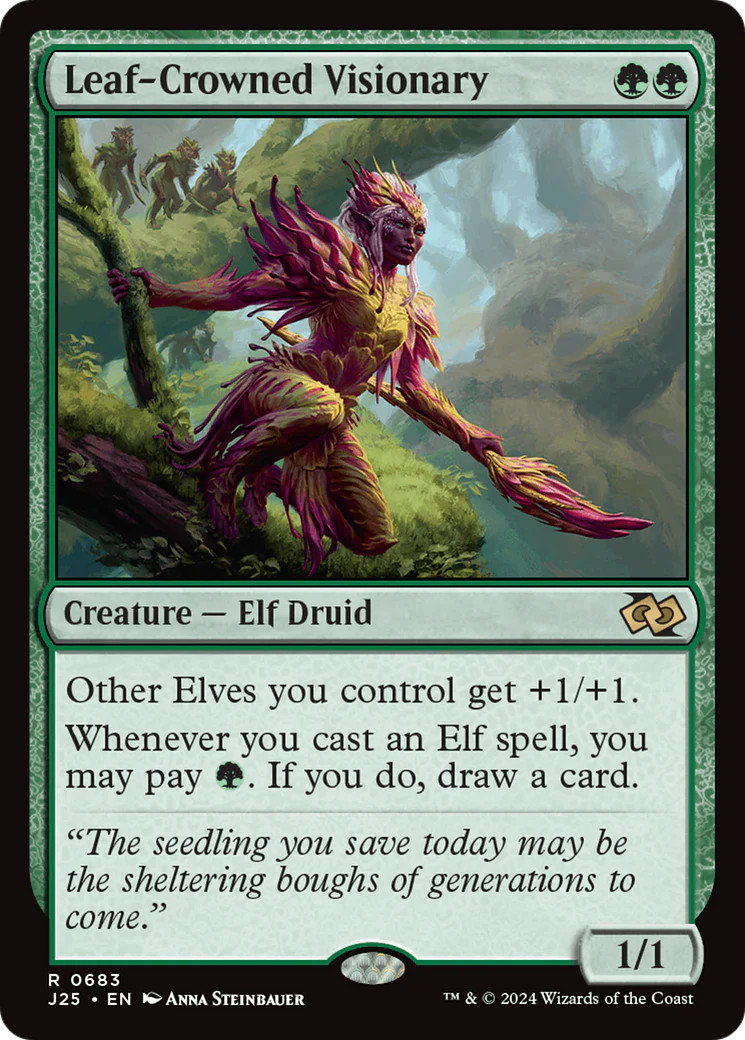 MTG Leaf-Crowned Visionary [Foundations Jumpstart] Near Mint Magic
