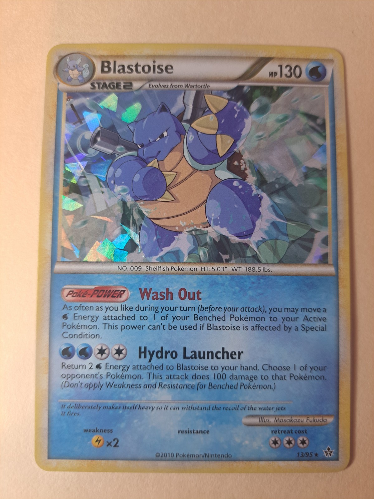 Blastoise 13/95 Cracked Ice Holo Rare Pokemon TCG HGSS Unleashed Card