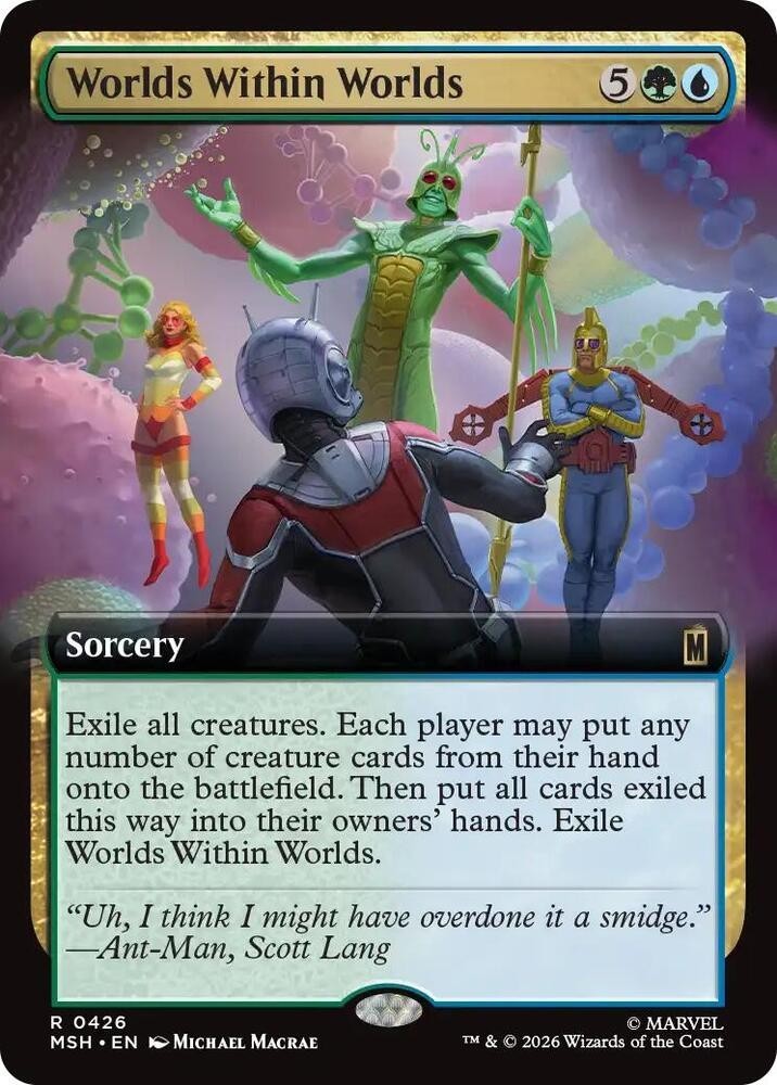 MTG Worlds Within Worlds #0426 Borderless Marvel Ant-Man Foil NM Green Blue