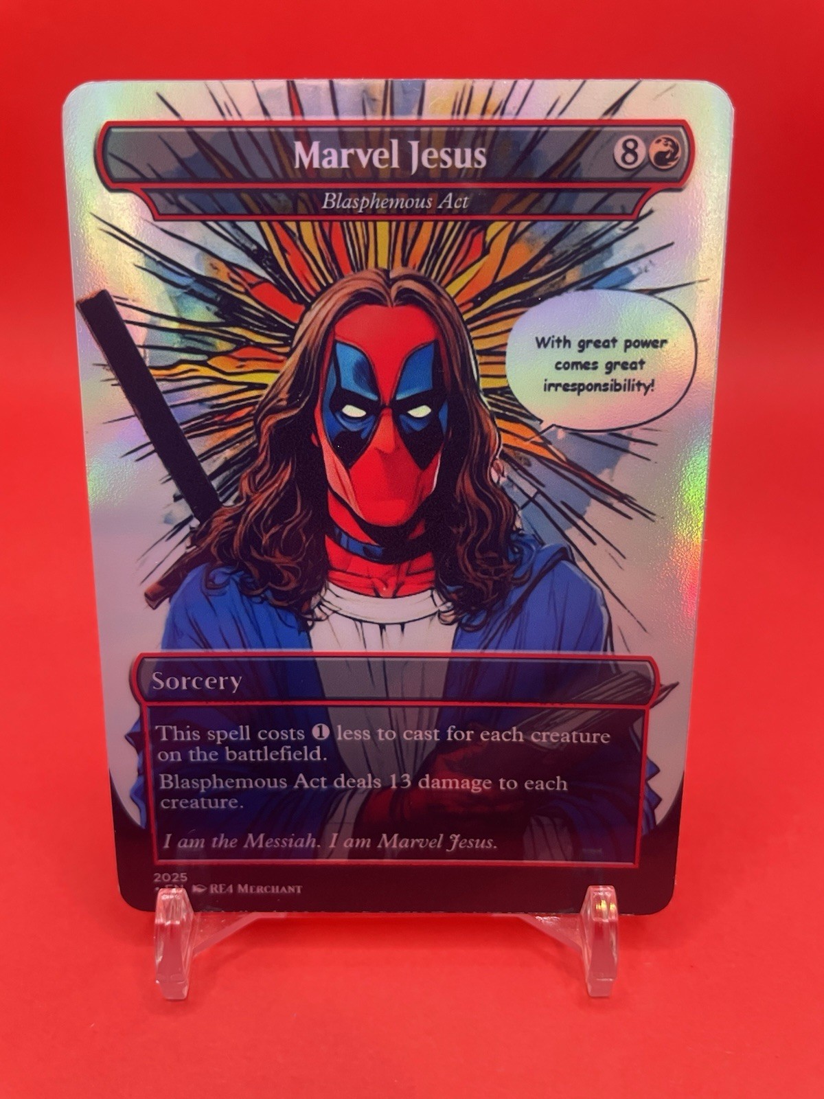 Blasphemous Act, NM FOIL, MTG Marvel, Jesus Deadpool, Playtest Magic