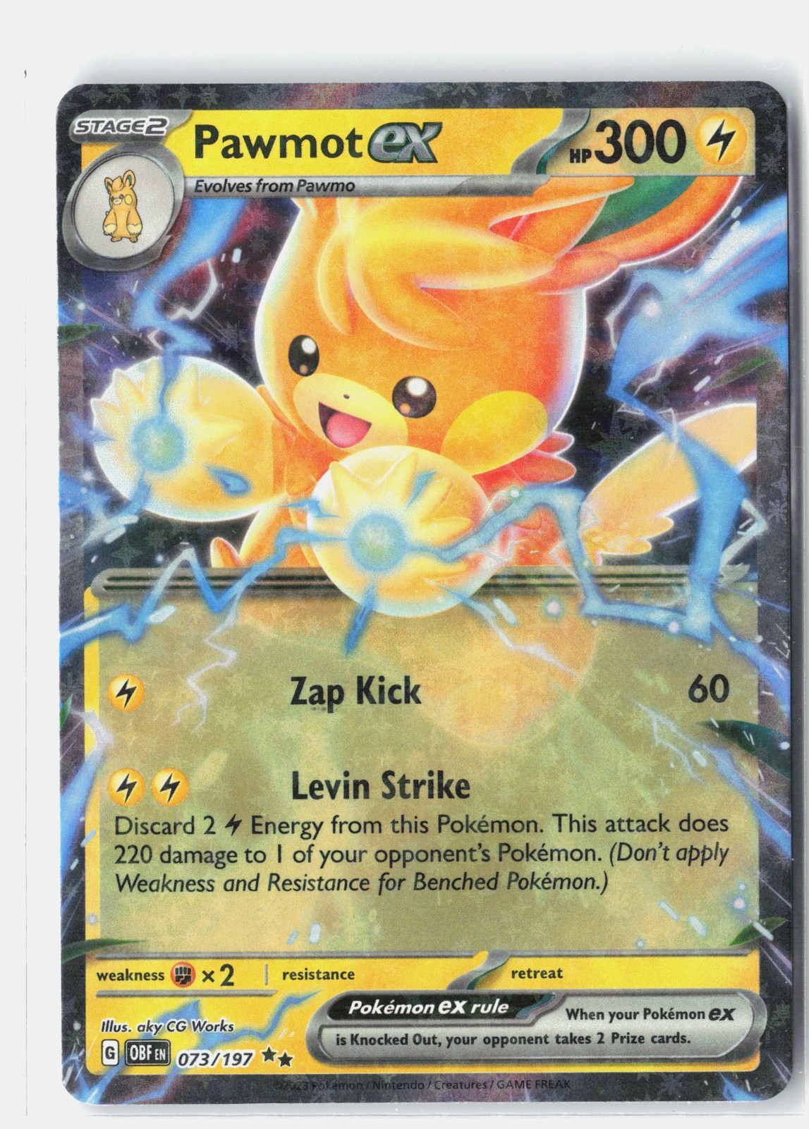 Pawmot ex Double Rare Holofoil SV03: Obsidian Flames 073/197 NM aky CG Works