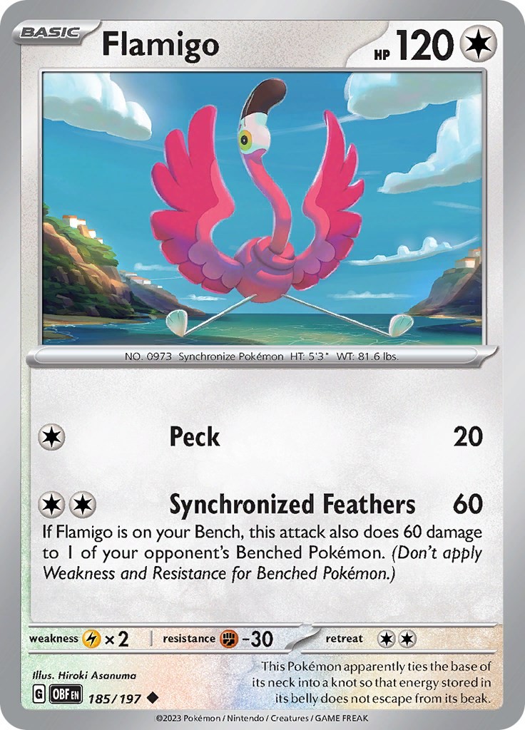 Flamigo OBF 185/197 Pokémon SV03: Obsidian Flames Uncommon EN NM