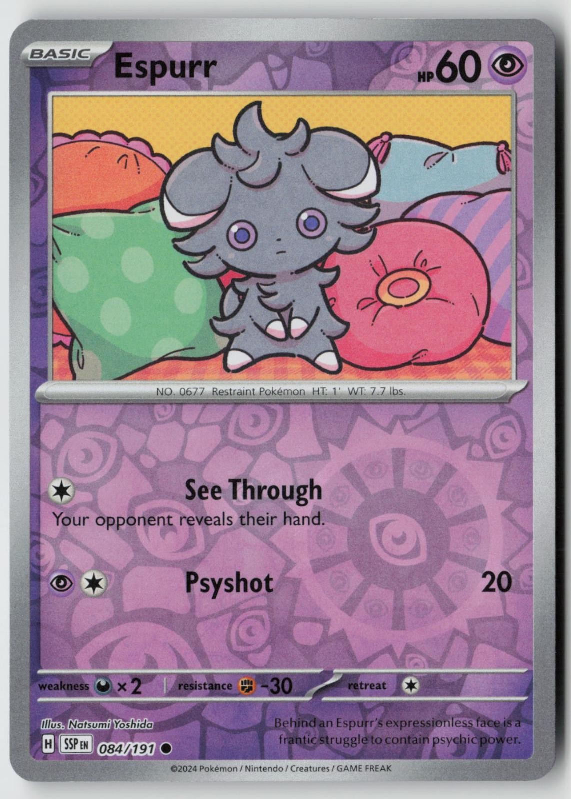 Espurr 084/191 Common Surging Sparks Pokemon Reverse Holo NM NATSUMI YOSHIDA