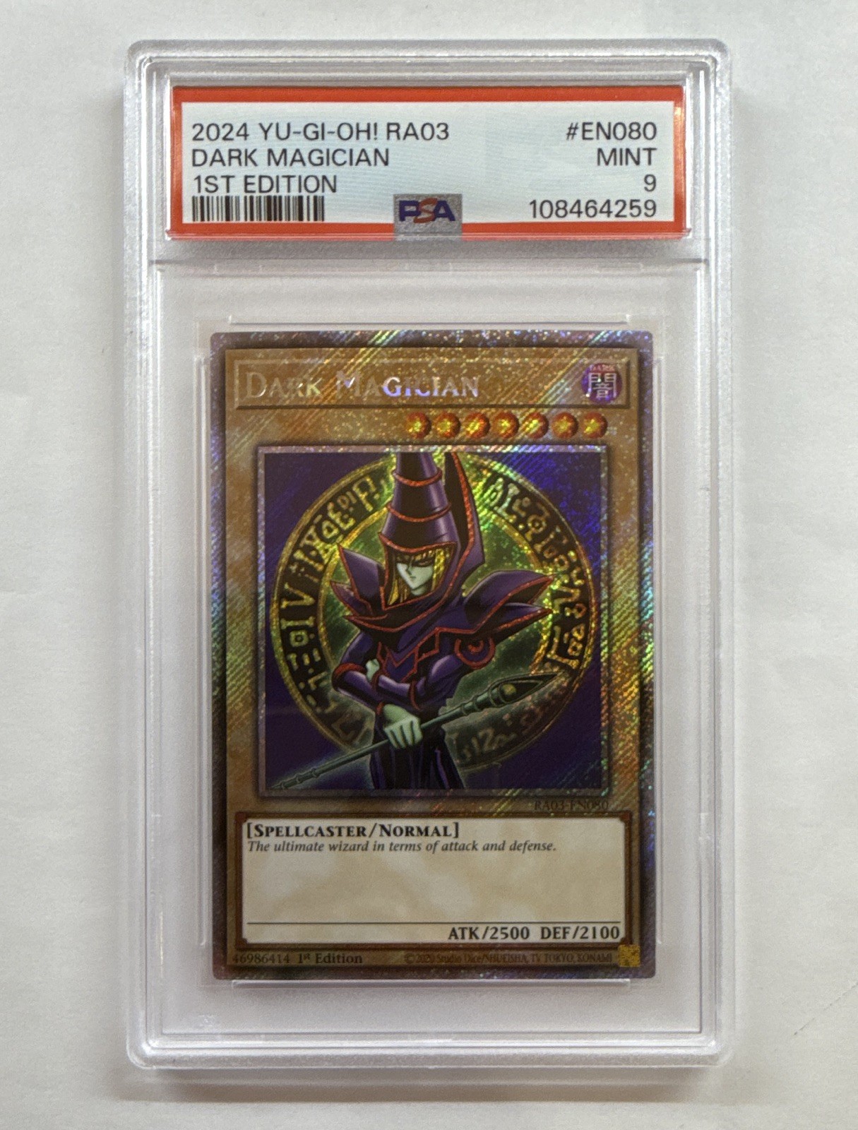 Konami Dark Magician PR Foil 1st Ed PSA 9 Graded 2024 RA03-EN080