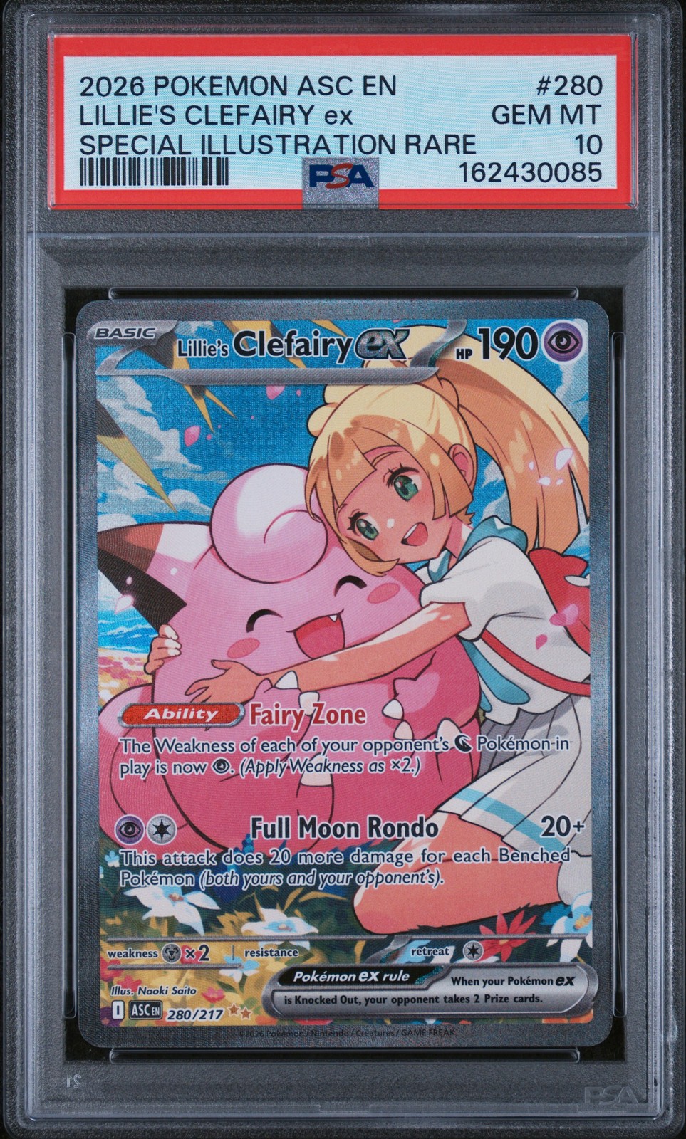 Lillie’s Clefairy EX 280 Special Illustration Rare Pokemon PSA 10