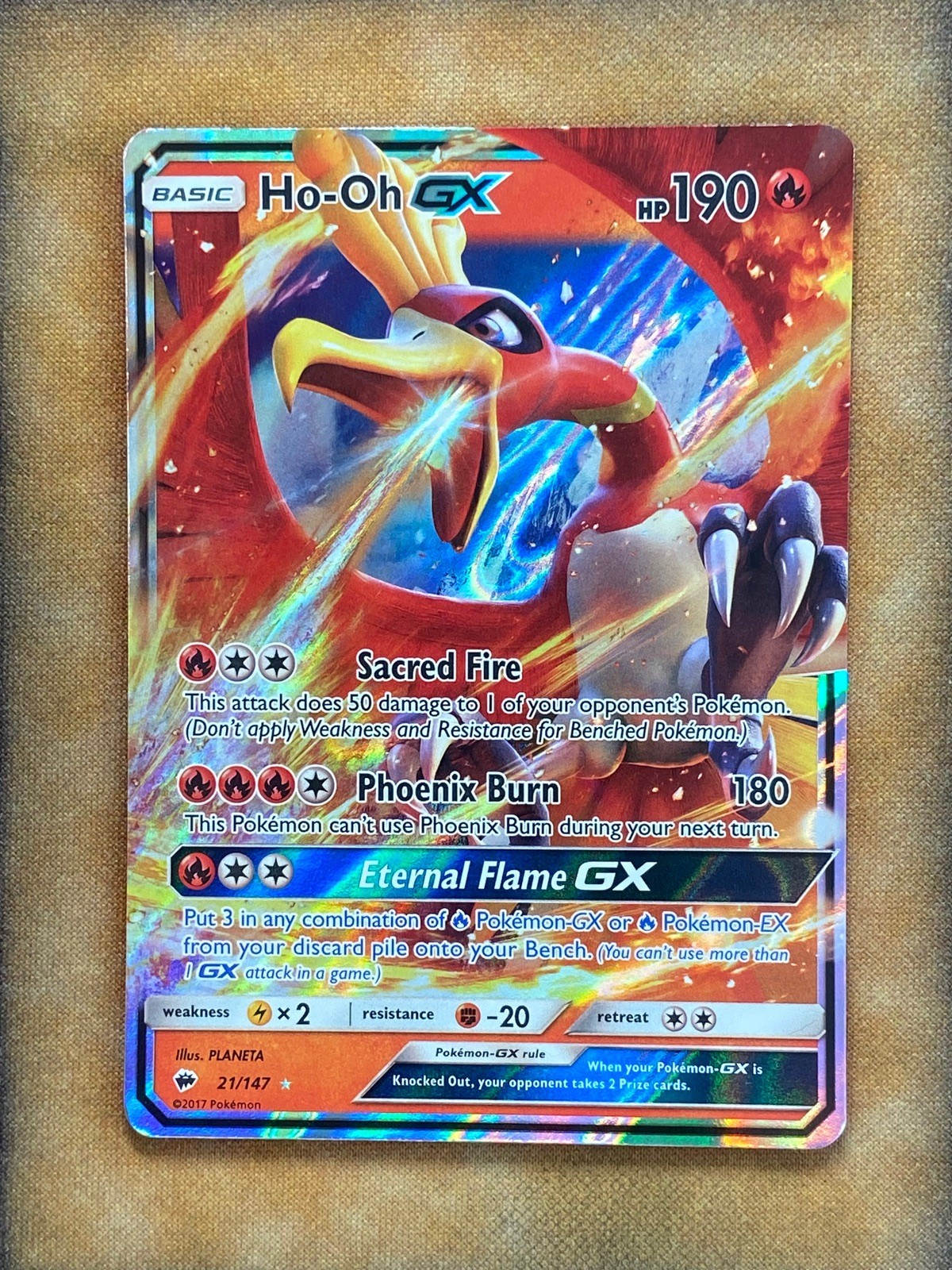 Pokemon Ho-Oh GX 21/147 Burning Shadows Ultra Rare Holo NM