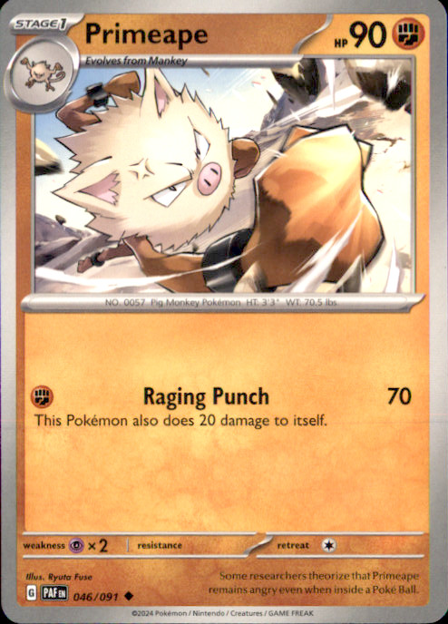 Primeape Uncommon SV: Paldean Fates 046/091 NM Ryuta Fuse 2024