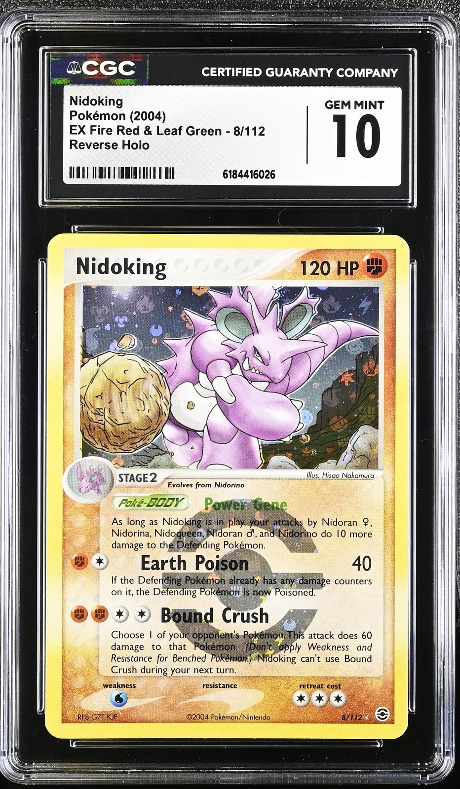 NIDOKING 8/112 REVERSE HOLO EX FIRE RED & LEAF GREEN POKEMON CGC 10 GEM MINT