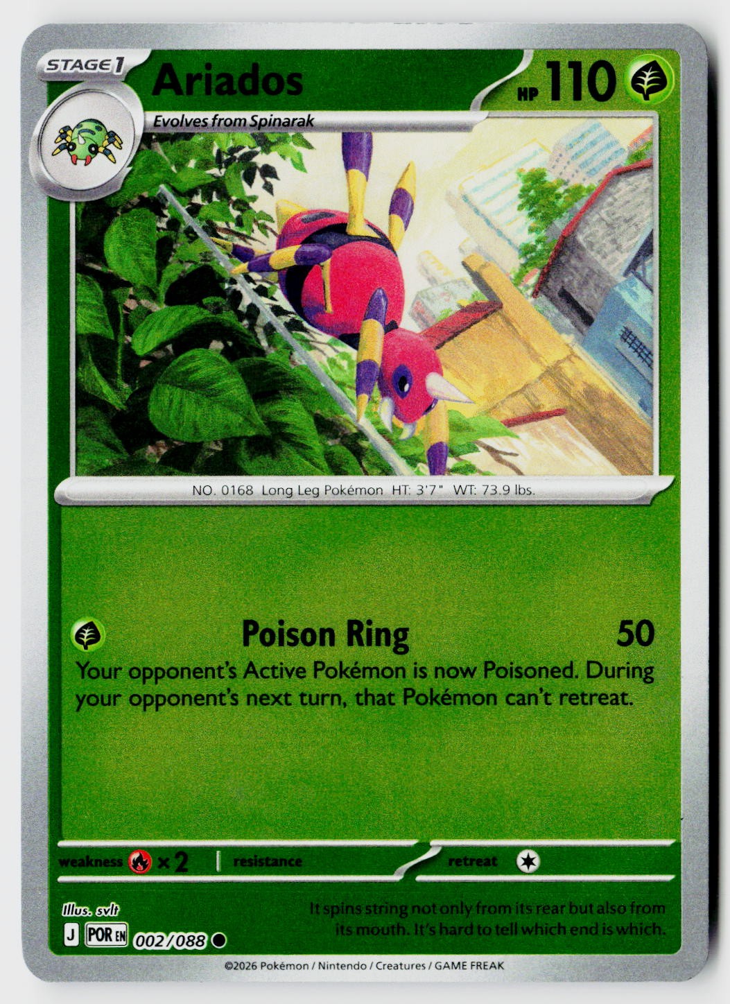 Ariados 002/088 Common Perfect Order Pokemon Reverse Holo Near Mint