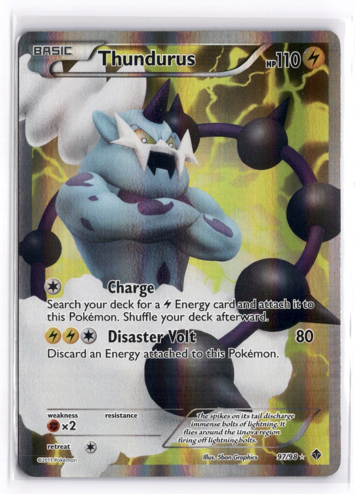 Pokemon TCG Thundurus (97 Full Art) 97/98 Emerging Powers Ultra Rare Holo LP