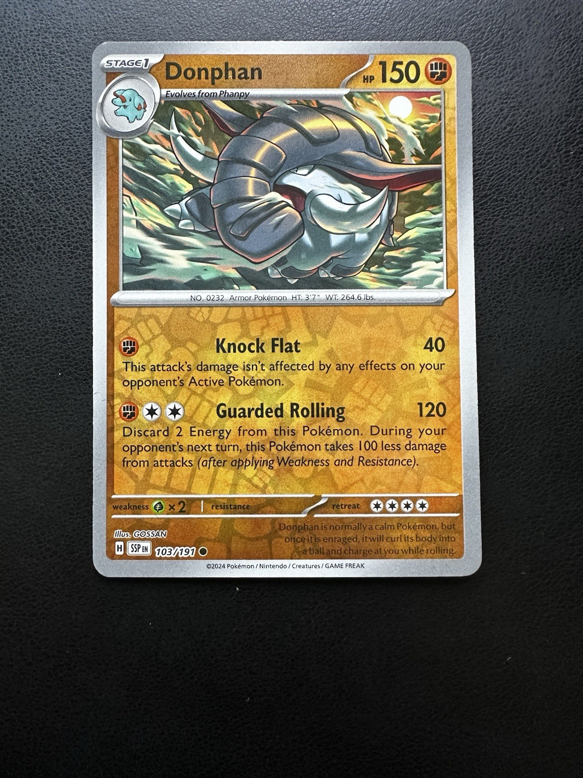 Pokémon TCG Donphan 103/191 Scarlet & Violet Stage 1 150HP SP 40/120 Attack 2024