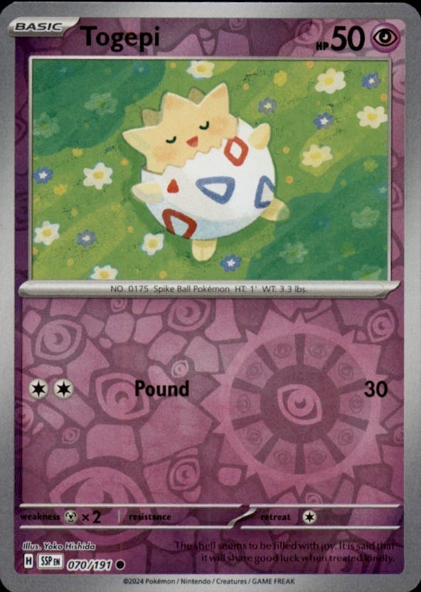 Togepi 070/191 Common Surging Sparks Pokemon Reverse Holo Near Mint