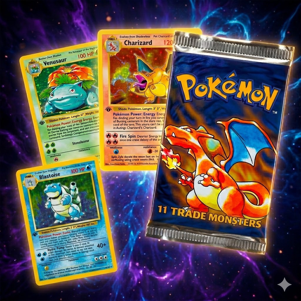 ⭐️THREE (3) 1st Edition – Old Pokemon Cards 100% Vintage Pack 🌟⚡️💥ONLY WOTC💥