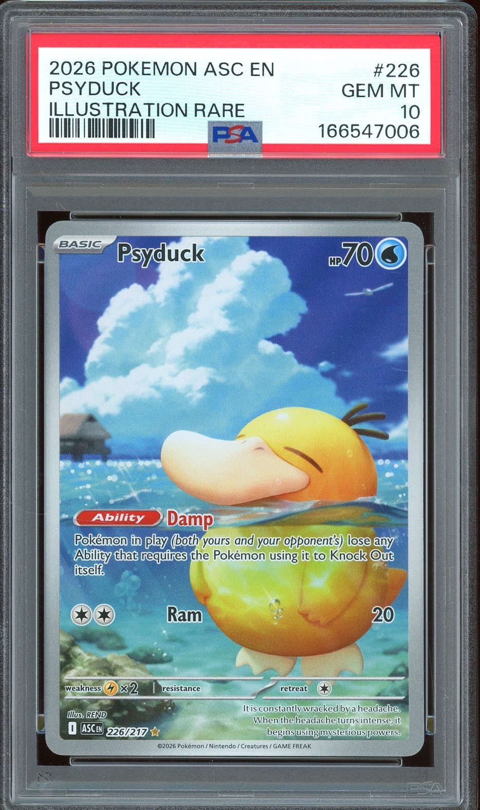 2026 Pokemon Ascended Heroes #226 Psyduck Illustration Rare PSA 10