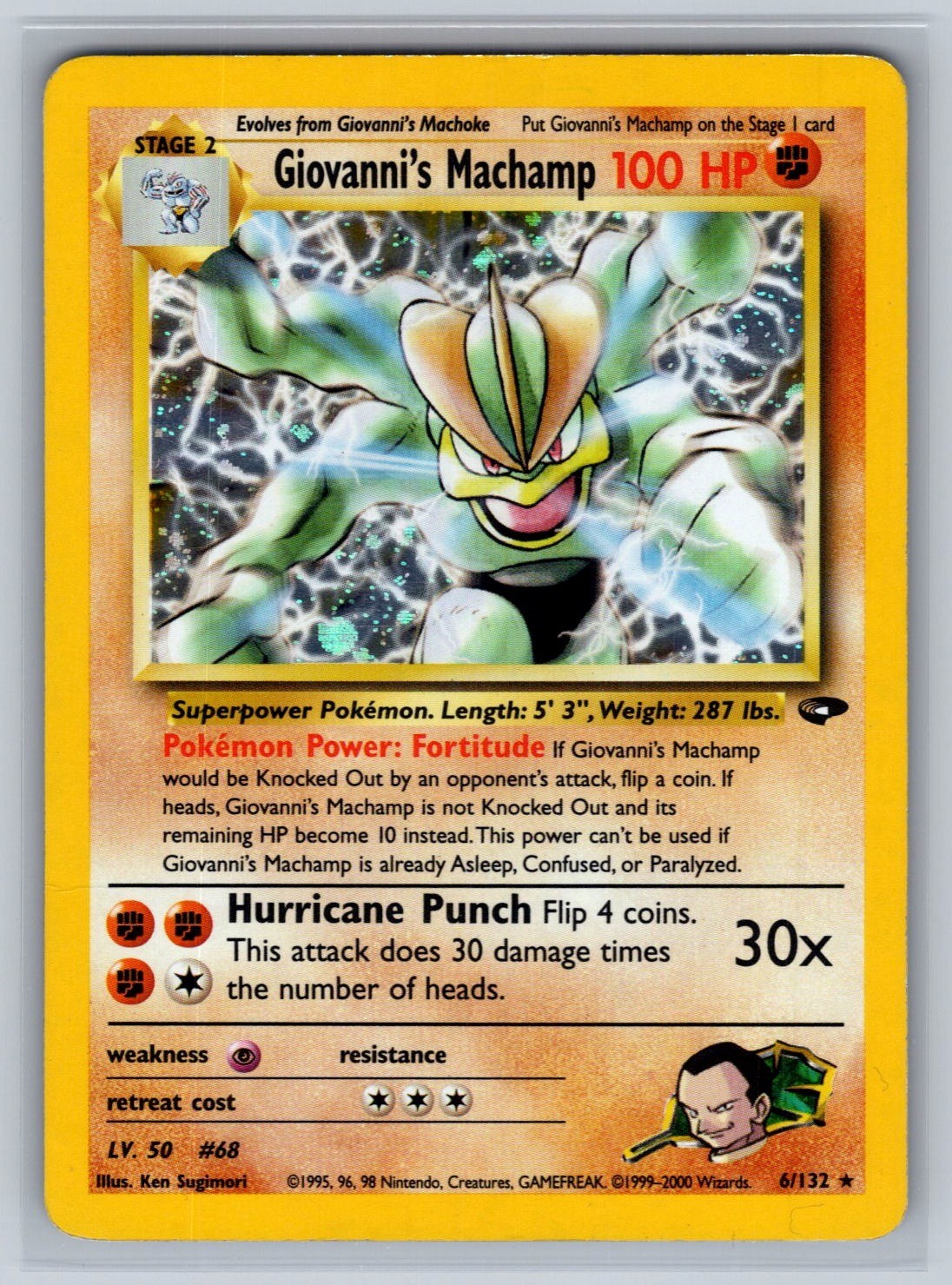 Giovanni’s Machamp 6/132 Holo Rare Gym Challenge Pokemon Unlimited Holo LP
