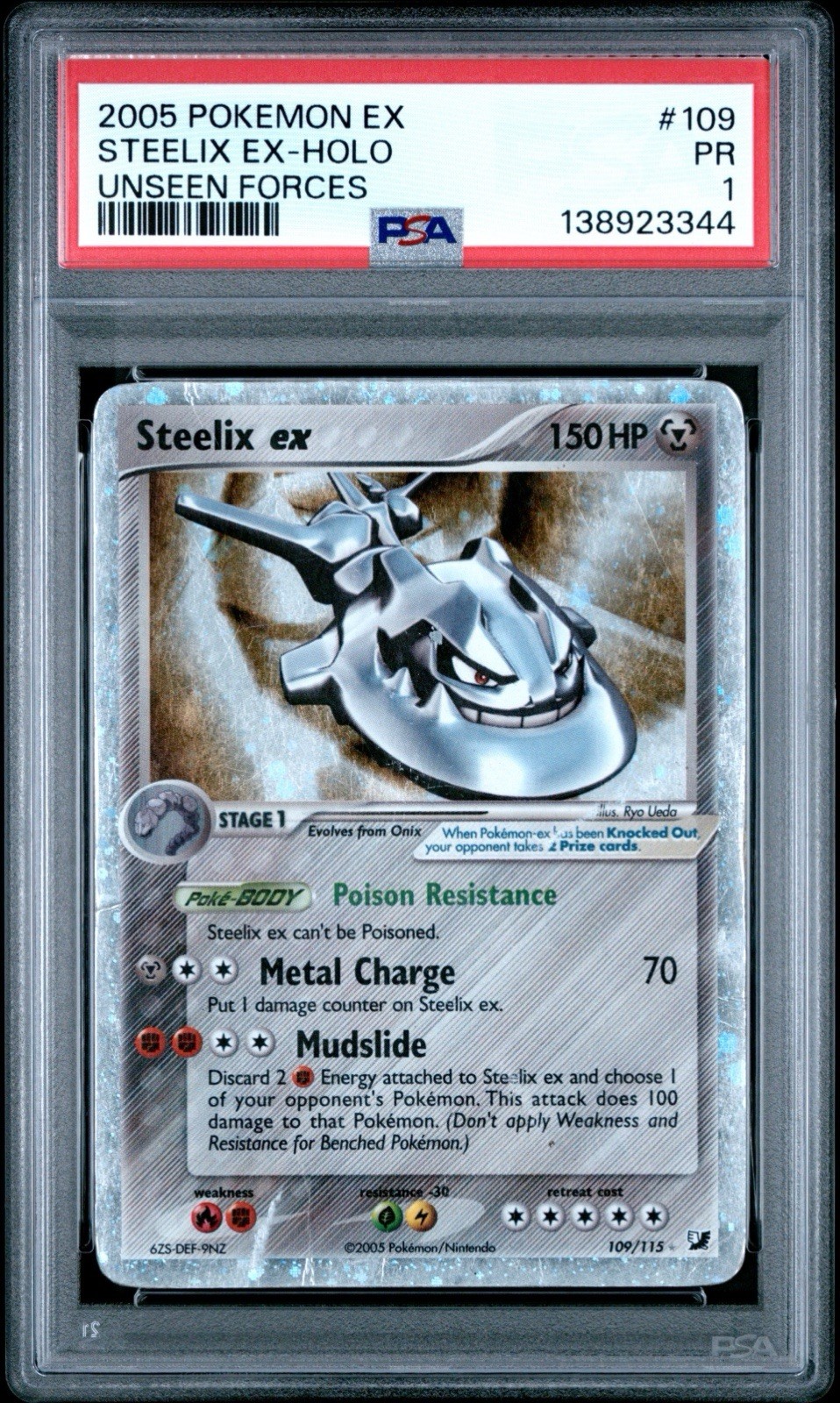 Steelix EX Holo Foil PSA 1 Unseen Forces 109/115 2005 Pokemon