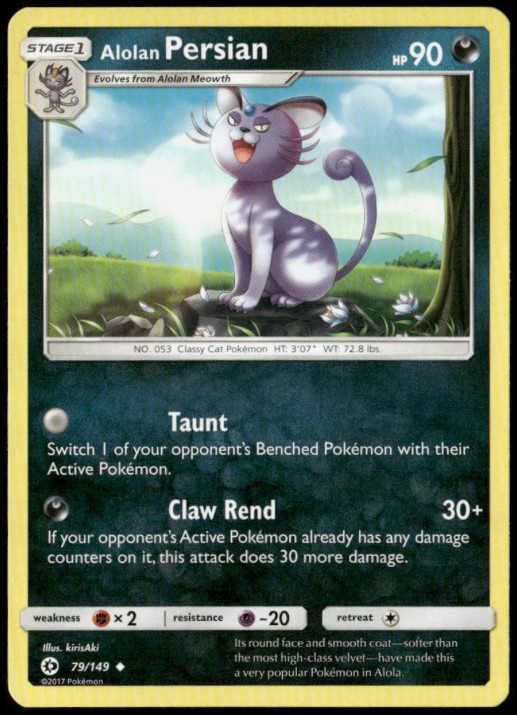 Alolan Persian – 79/149 – Sun & Moon Base Set – NM/M