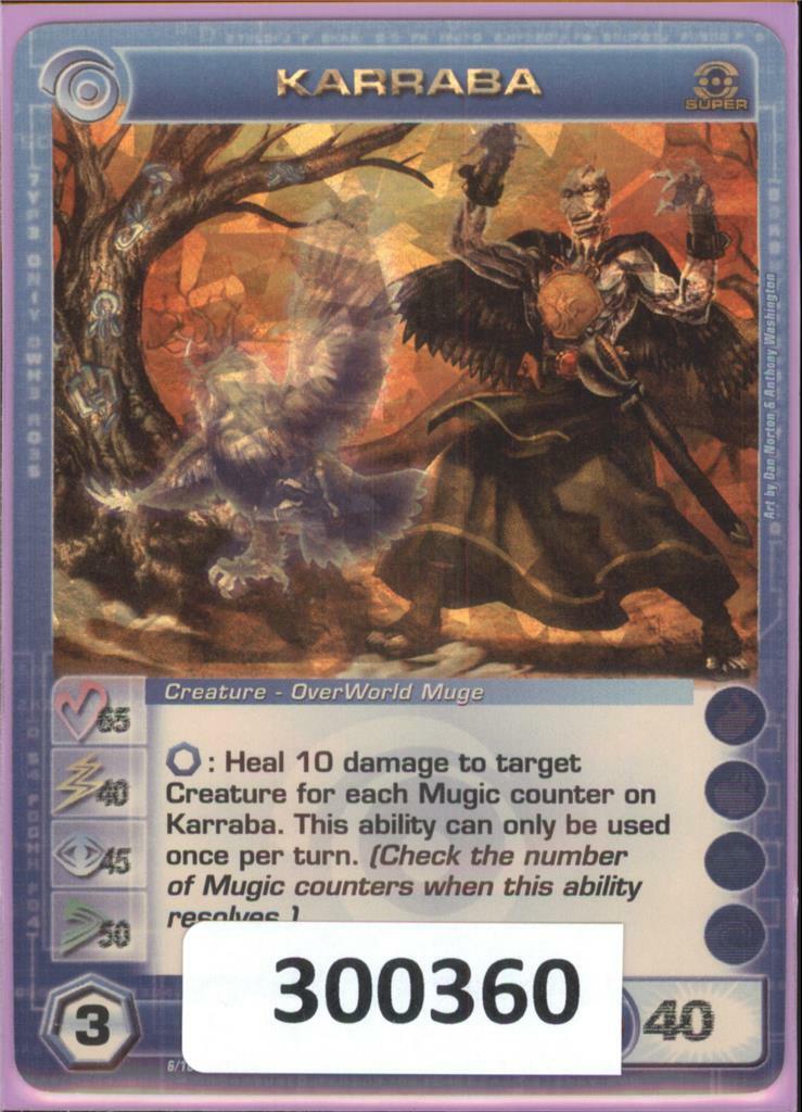 (300360) KARRABA 65/40/45/50/40 (3 Max Stats) SUPER RARE FOIL Chaotic Card