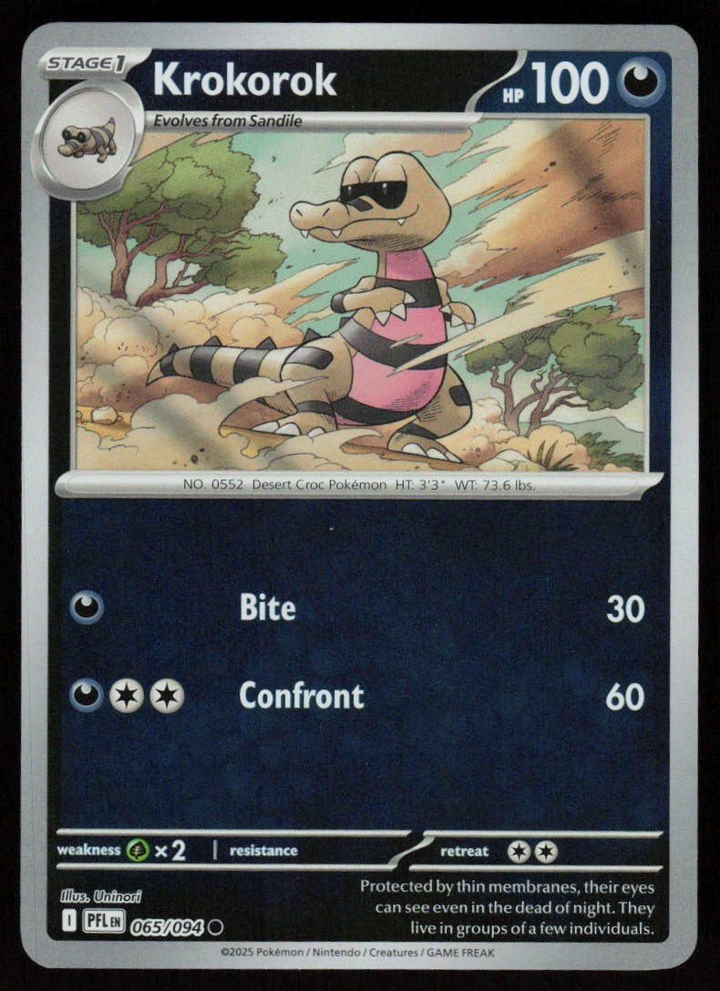 Krokorok 065/094 Common Phantasmal Flames Pokemon Reverse Holo Near Mint