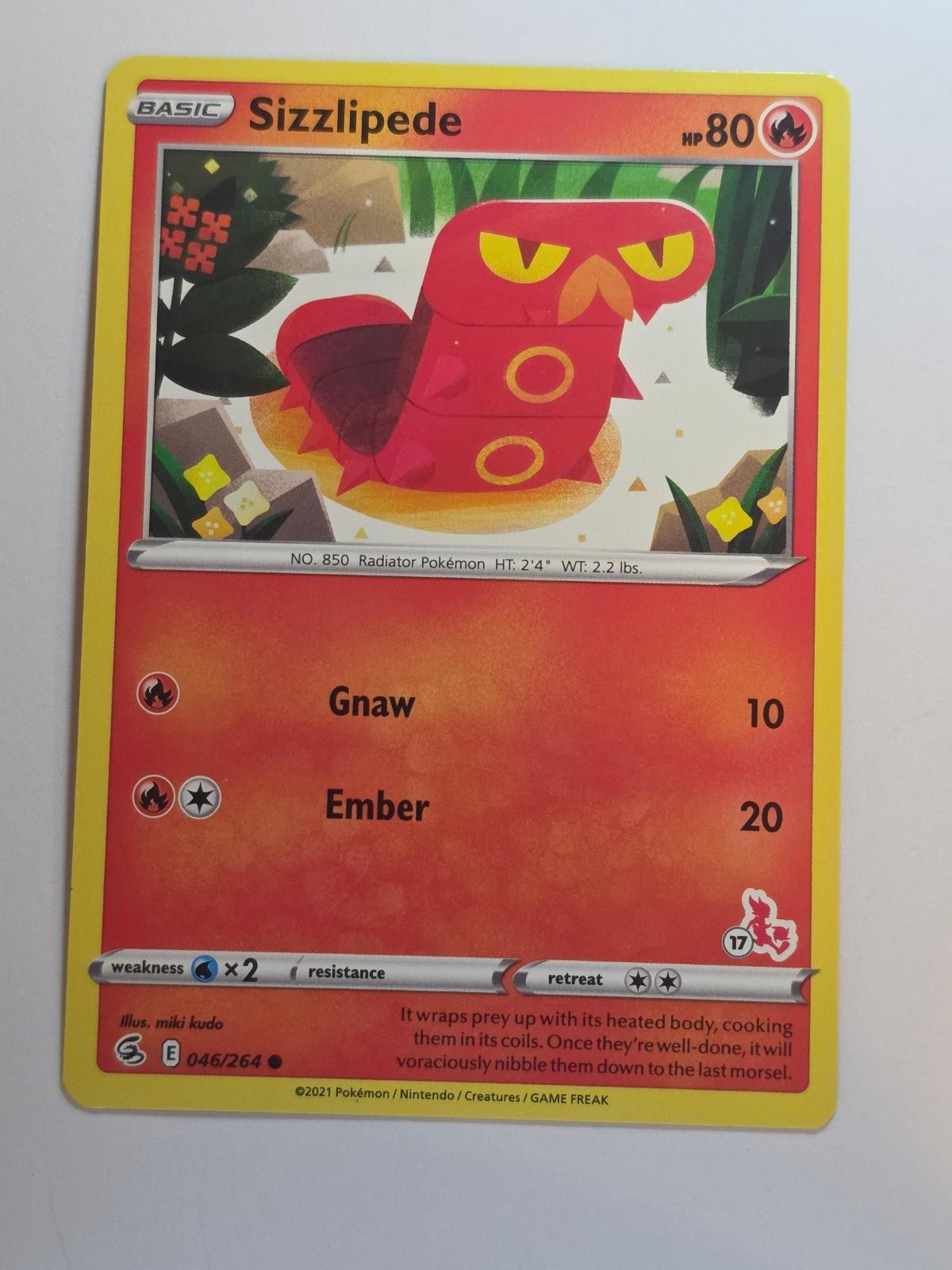 SIZZLIPEDE (#17 CINDERACE STAMPED) 046/264 PROMO BATTLE ACADEMY 2022 LP POKEMON