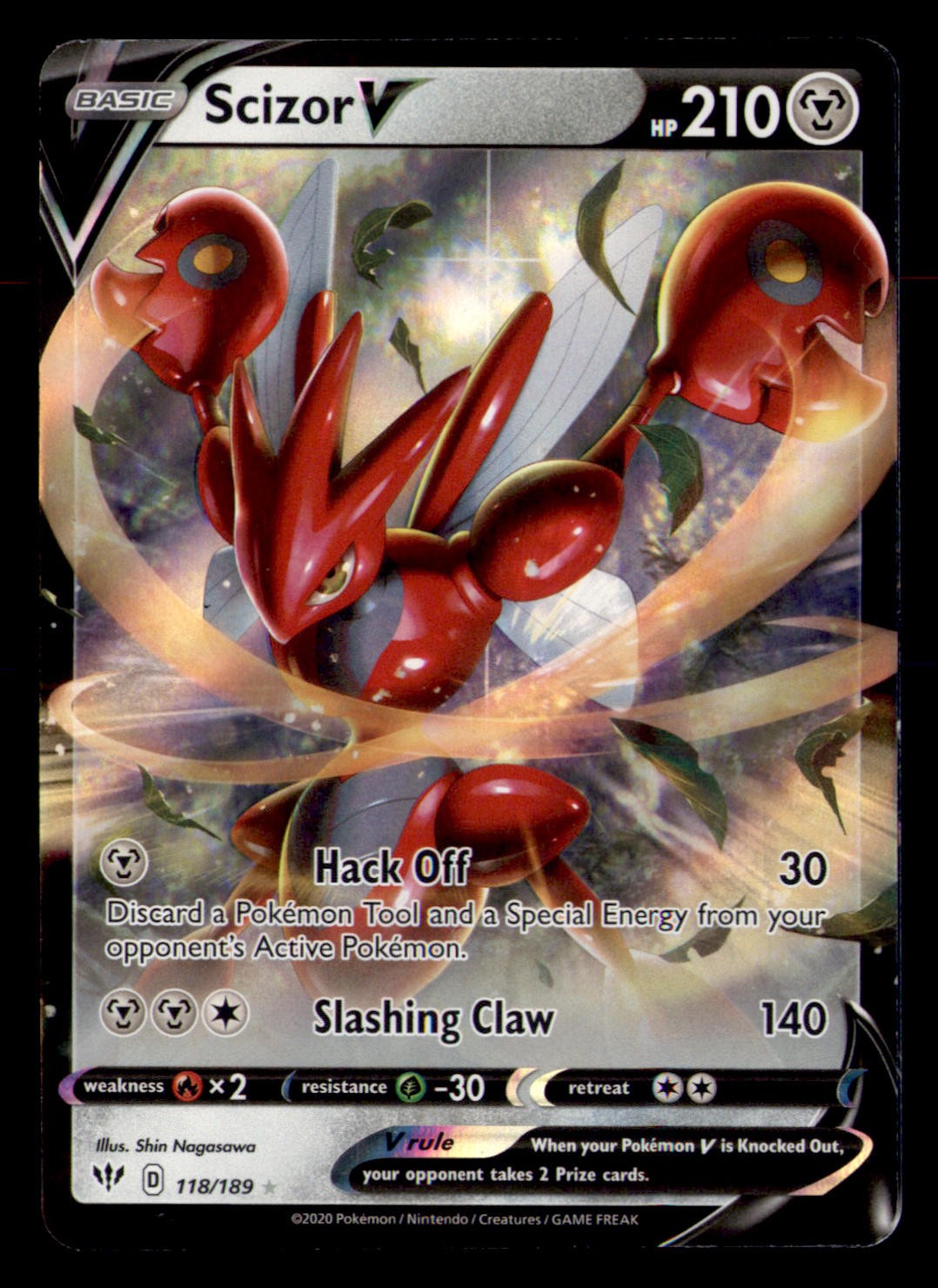 Scizor V 118/189 Holo V Rare Darkness Ablaze Pokemon Near Mint