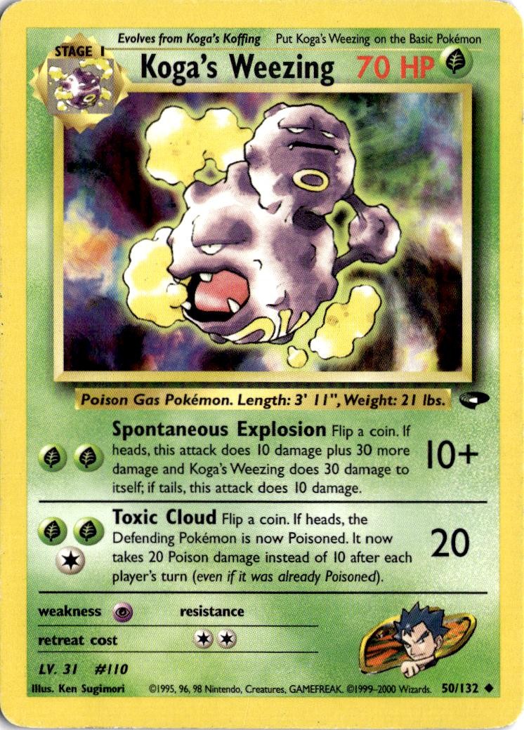 KOGA’S WEEZING 50/132 UC GYM CHALLENGE POKEMON UNLIMITED LP