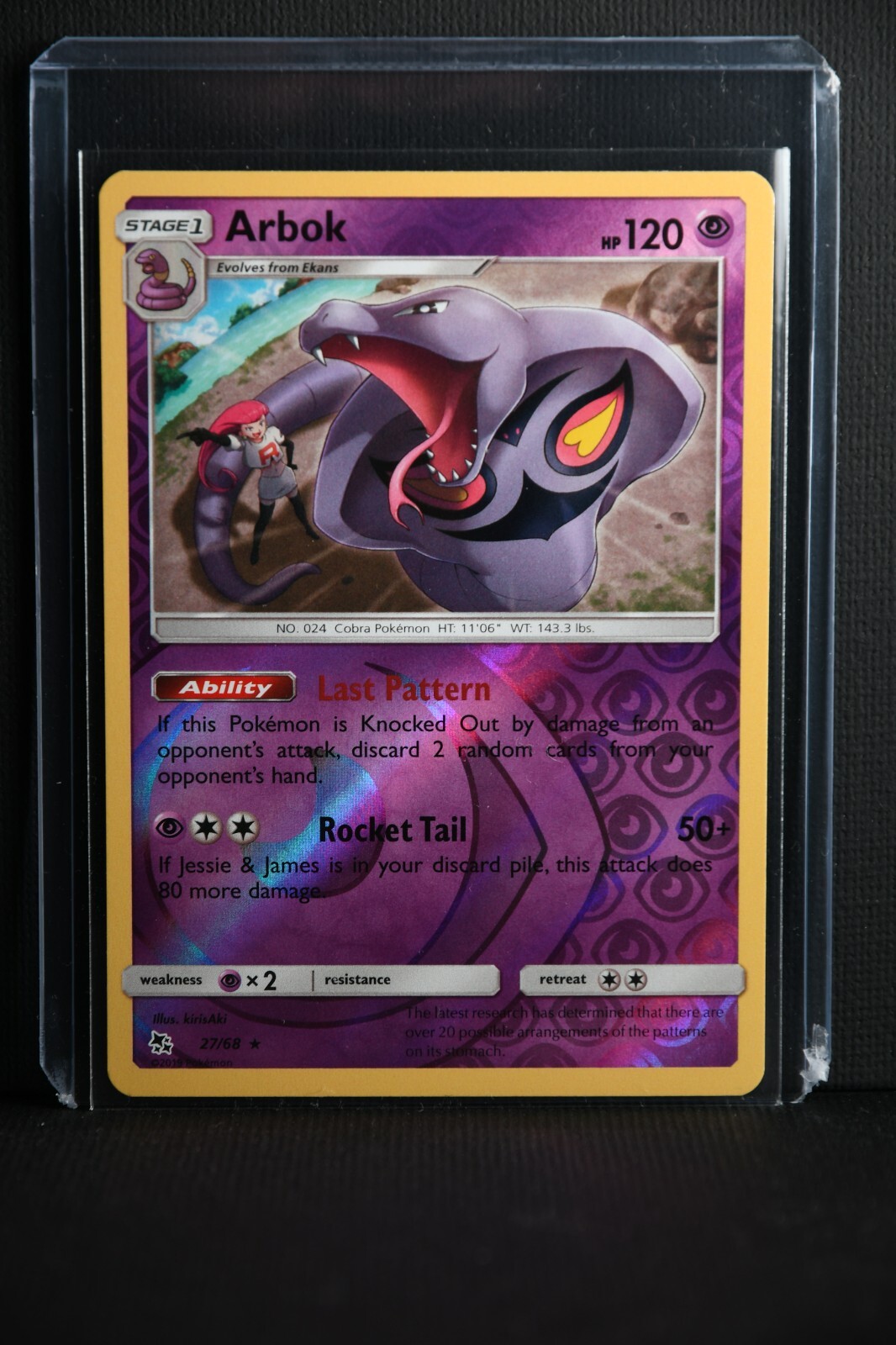 Arbok 27/68 Hidden Fates 2019 Reverse Holo Foil Rare Pokemon TCG Card – NM