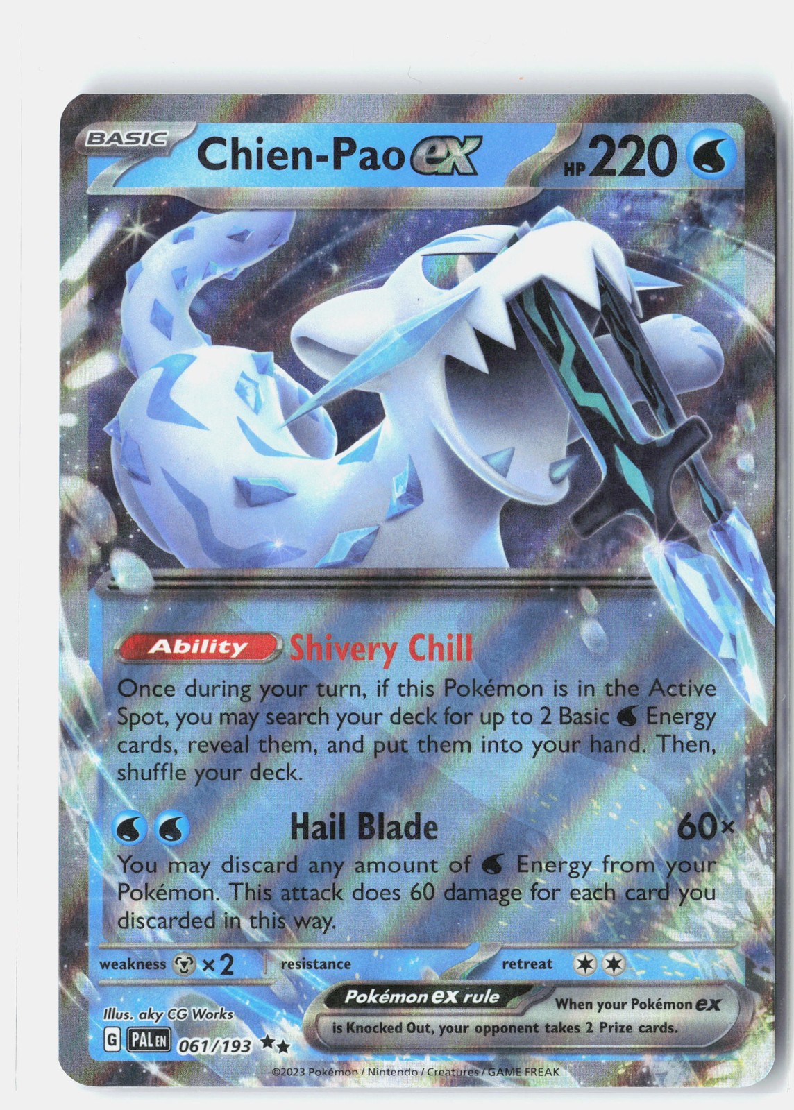 Chien-Pao ex – Double Rare Holo SV02: Paldea Evolved 061/193 NM aky CG Works