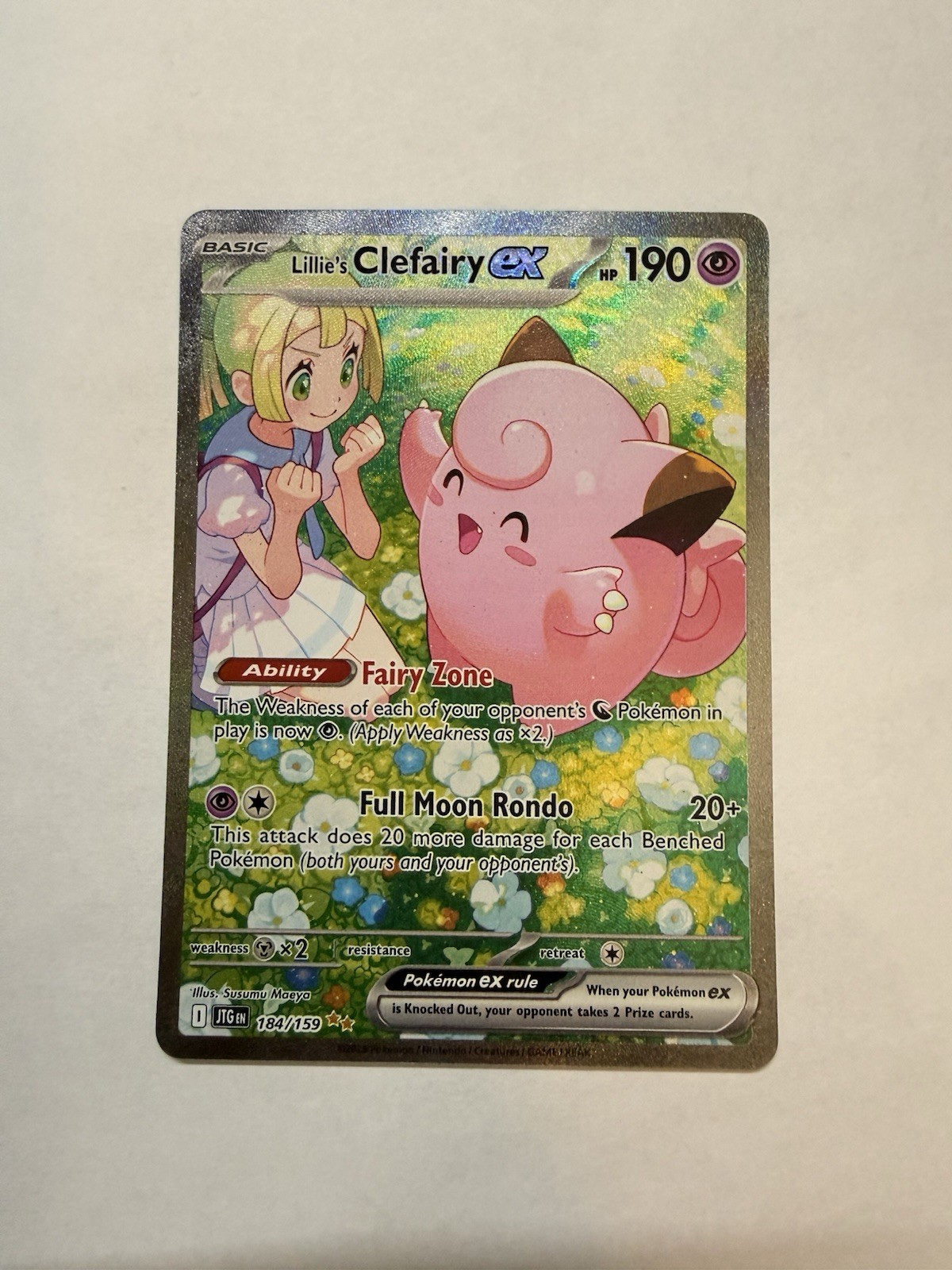 Pokemon Company Lillie’s Clefairy ex 184/159 SV09 SIR Full Art Holo 190HP