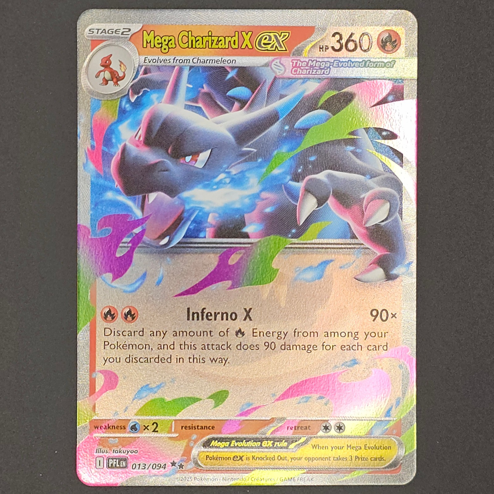 Mega Charizard X ex 013/094 Mega Evolution Phantasmal Flames Holo NM