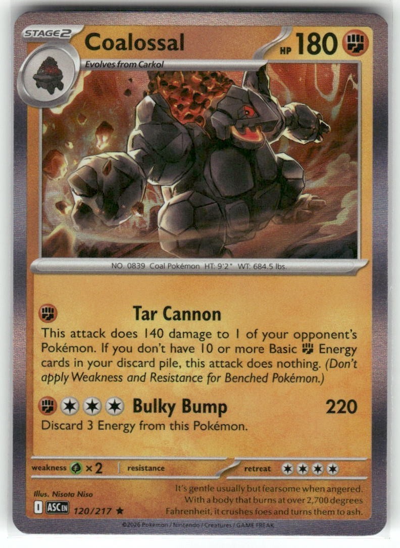 Coalossal 120/217 Ascended Heroes Holo Pokemon TCG
