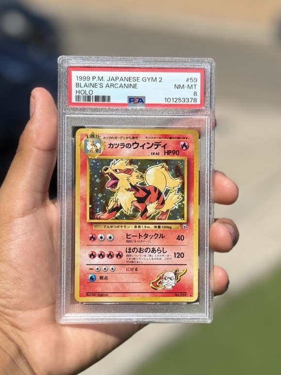 1999 Pokemon pocket monsters Japanese Gym 2 Blaine’s Arcanine Holo PSA 8