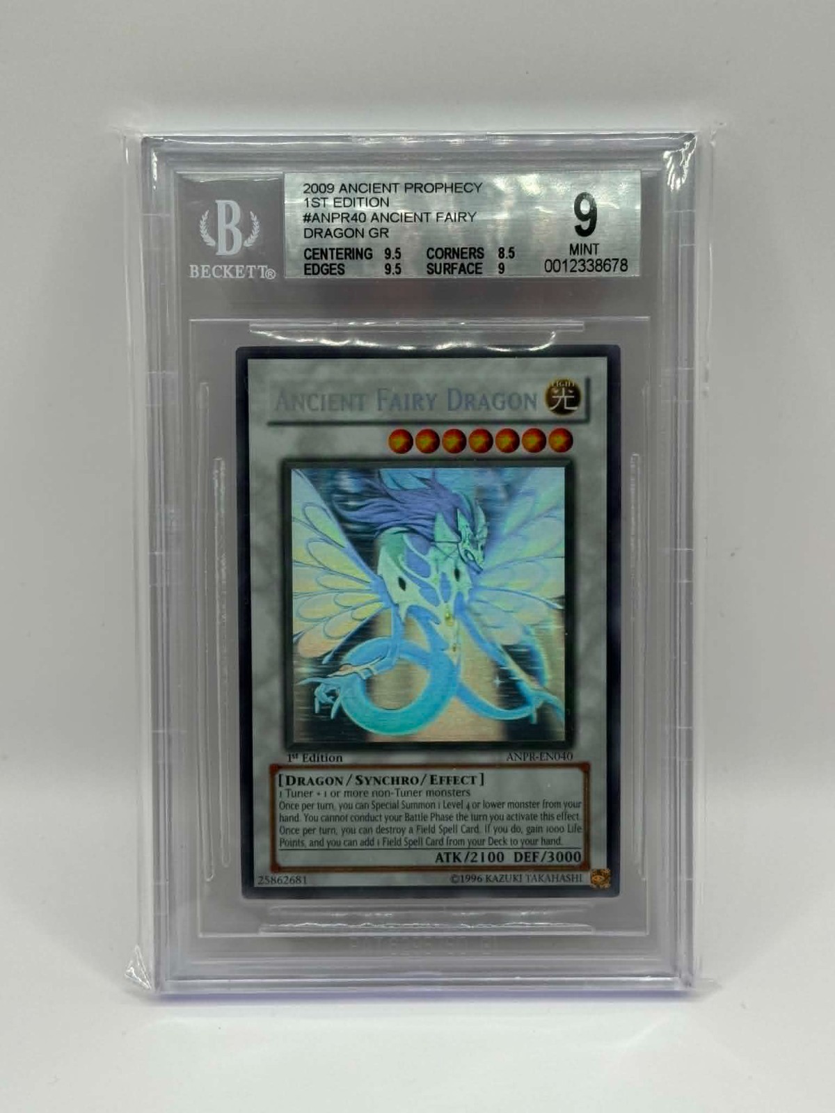 2009 YuGiOh! Ancient Fairy Dragon Ghost Rare 1st Edition ANPR-EN040 BGS 9 MINT