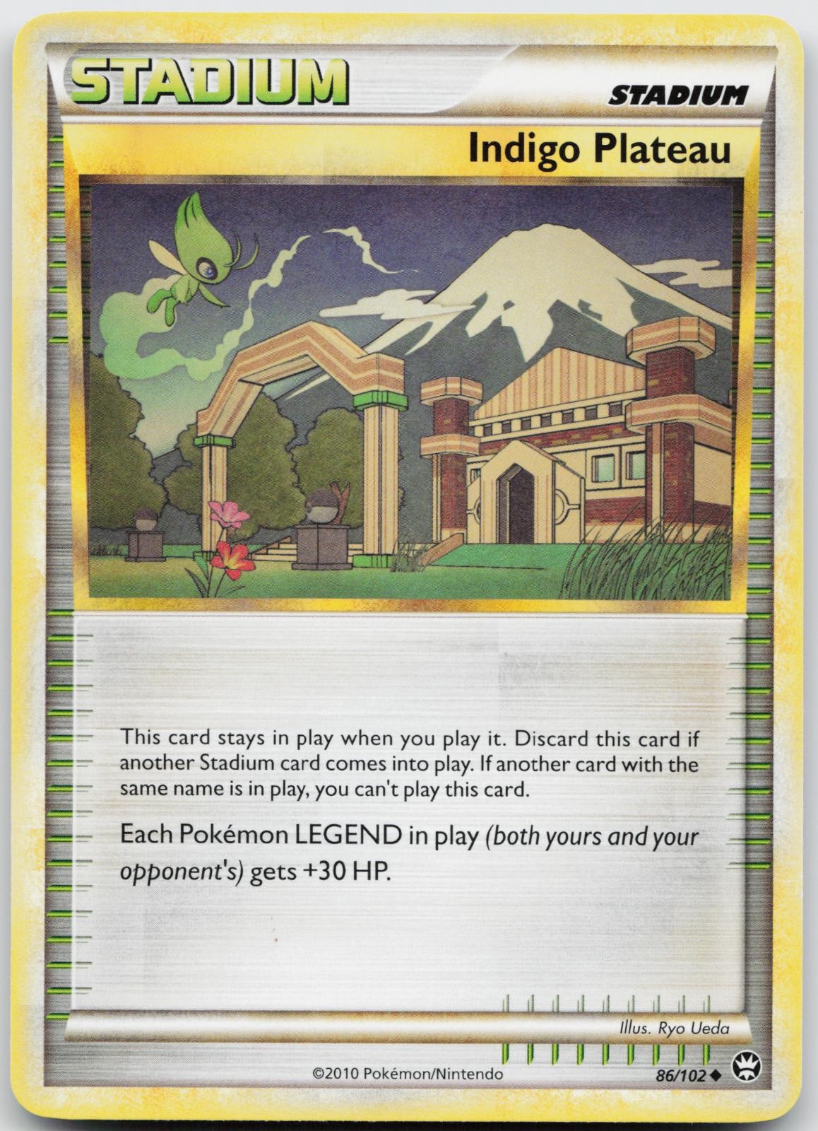 Indigo Plateau 86/102 Uncommon HGSS Triumphant Pokemon Damaged