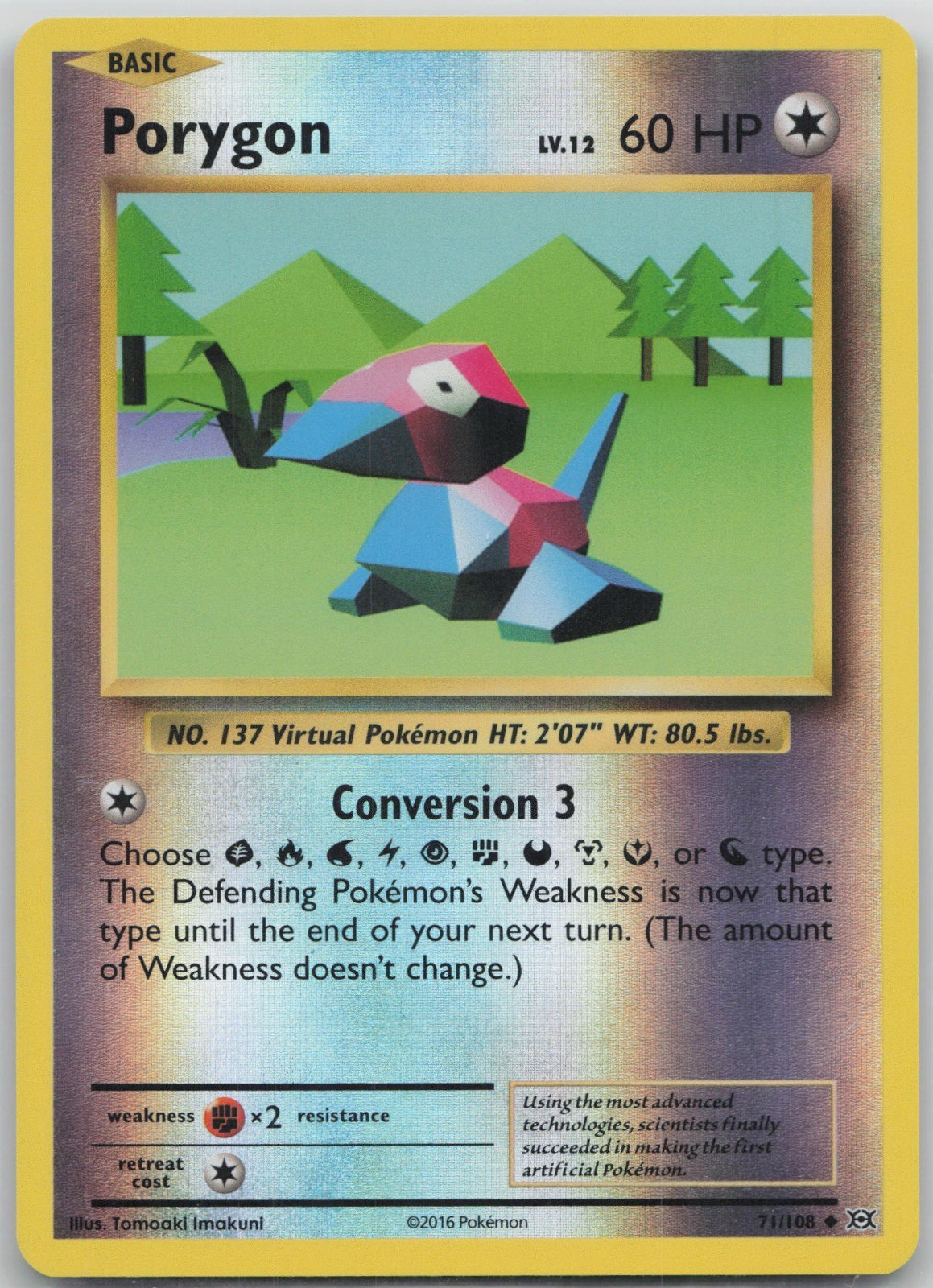 Porygon Uncommon Colorless XY – Evolutions 71/108 LP 2016 Tomoaki Imakuni Revers